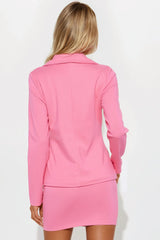 The Mia Double Lined Ponte Blazer Skirt Set - Pink