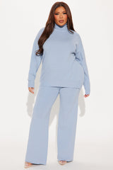 Staying Here Sweater Pant Set - Light Blue