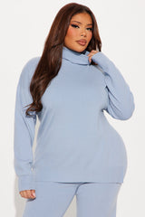 Staying Here Sweater Pant Set - Light Blue