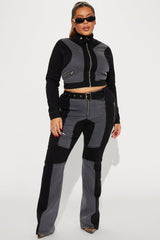 Off To The Races Stretch Bootcut Jeans - Black/Grey