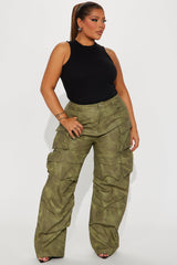 Harvey Washed Faux Leather Cargo Pant - Olive