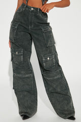 Tall Lily High Rise Cargo Jeans - Green