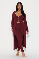 Sasha Flyaway Sweater Pant Set - Burgundy