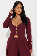 Sasha Flyaway Sweater Pant Set - Burgundy