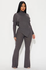 Lucy Asymmetrical Pant Set - Charcoal