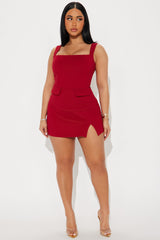 The Mia Double Lined Ponte Skort Set - Red