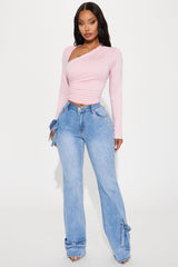 Brielle Bow Straight Leg Jeans - Light Wash