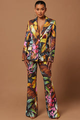 Biance Floral Blazer Suit Set - Multi Color