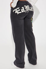 Ed Hardy Love Kills Slowly Stretch Wide Leg Jeans - Black Wash