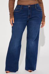 So Valid Stretch Wide Leg Jeans - Dark Wash