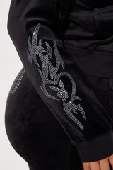 Playboy Iconic Velour Zip Front Hoodie - Black