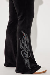 Playboy Iconic Velour Flared Pant - Black