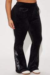 Playboy Iconic Velour Flared Pant - Black