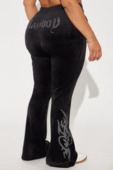 Playboy Iconic Velour Flared Pant - Black
