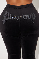 Playboy Iconic Velour Flared Pant - Black