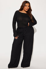 Pam Textured Pant Set - Black