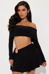 Mia Off Shoulder Skirt Set - Black