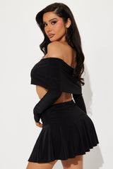Mia Off Shoulder Skirt Set - Black