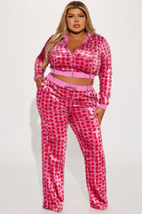 Valentine Crush Velvet Pant Set - Pink/combo