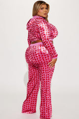 Valentine Crush Velvet Pant Set - Pink/combo