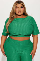Day Plans Textured Pant Set - Kelly Green