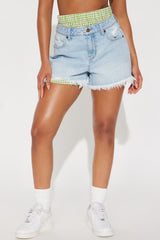 Speak Your Truth Boxer Denim Shorts - Green