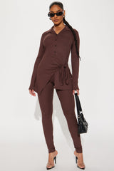 Melissa Ribbed Legging Set - Chocolate