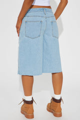 Well Sought After Baggy Denim Jorts - Light Wash