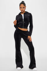 Playboy Iconic Velour Zip Front Hoodie - Black