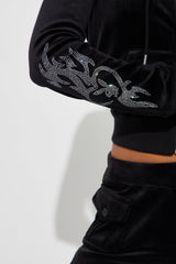 Playboy Iconic Velour Zip Front Hoodie - Black