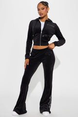 Playboy Iconic Velour Flared Pant - Black