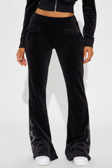 Playboy Iconic Velour Flared Pant - Black