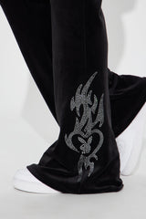 Playboy Iconic Velour Flared Pant - Black