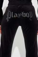 Playboy Iconic Velour Flared Pant - Black