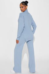 Staying Here Sweater Pant Set - Light Blue