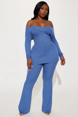 Stassi Off Shoulder Pant Set - Denim