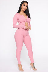 Wrong Way Sweater Pant Set - Pink