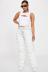 Bold Concepts Strappy Straight Leg Jeans - Light Wash