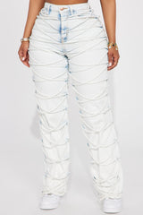 Bold Concepts Strappy Straight Leg Jeans - Light Wash