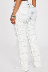 Bold Concepts Strappy Straight Leg Jeans - Light Wash