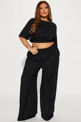 Day Plans Textured Pant Set - Black