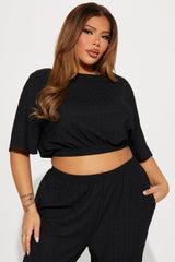 Day Plans Textured Pant Set - Black