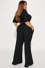 Day Plans Textured Pant Set - Black