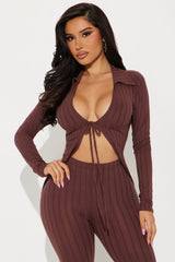 Dalia Flyaway Pant Set - Brown