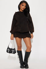 Don't Cross Me Bubble Skirt Set - Black