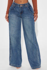 Clarke Non Stretch Low Rise A-Line Jeans - Dark Wash
