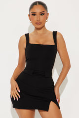 The Mia Double Lined Ponte Skort Set - Black