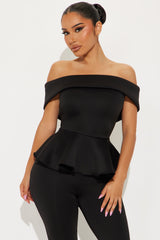 My Pretty Peplum Pant Set - Black