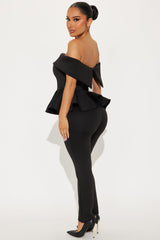 My Pretty Peplum Pant Set - Black