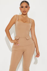 The Mia Double Lined Ponte Capri Set - Tan